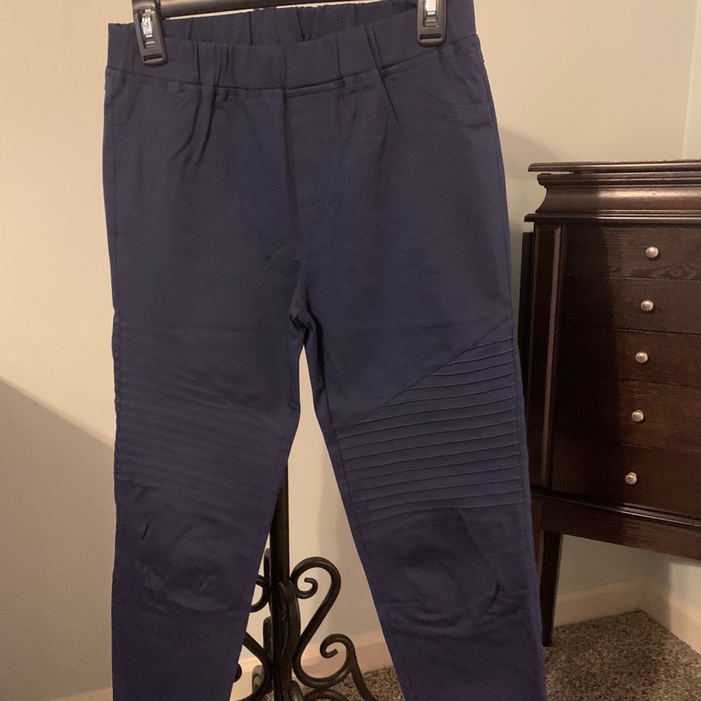 Navy elastic top Moto pants